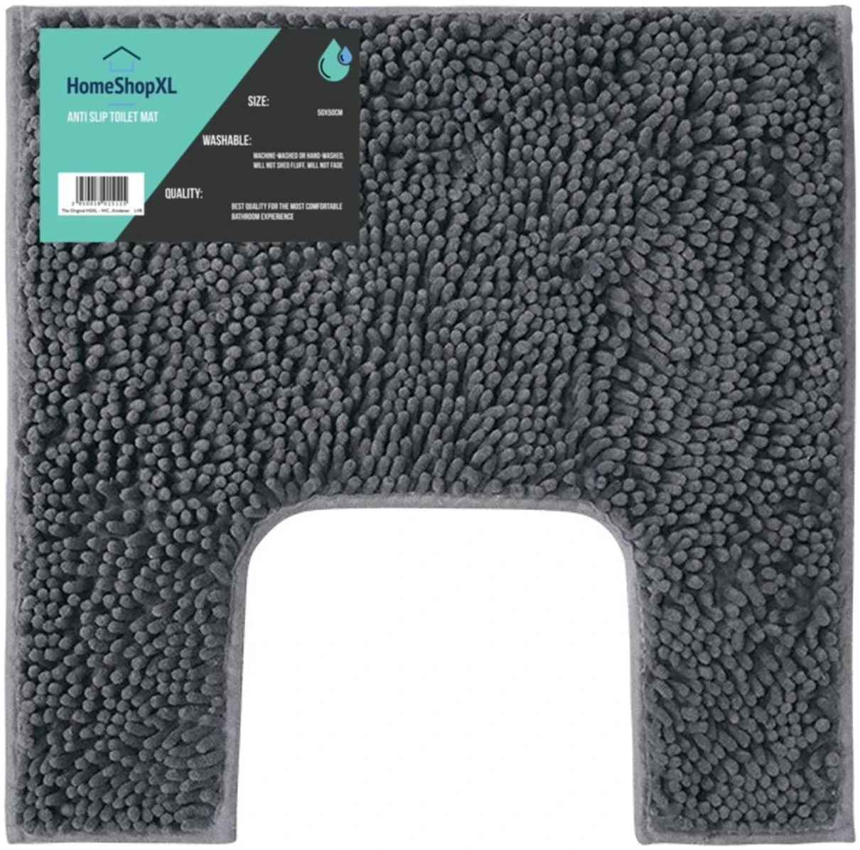 Afbeelding van WC mat - 50x50cm - Donker Grijs Antraciet - Antislip Toiletmat Douchemat Badkamermat of WC mat - 5500 78b6