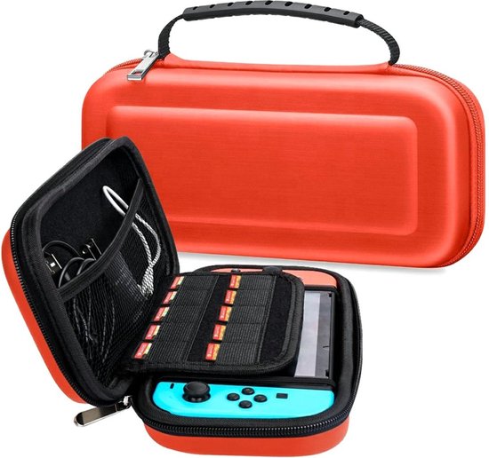 Afbeelding van Case Geschikt voor Nintendo Switch en Switch OLED - Hard Cover Hoes inclusief Handvat en Opbergvak -
