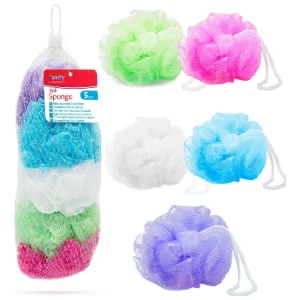 Afbeelding van Set van 5 - Douchespons / Badspons - Puff Sponzen / Netspons / Spons - Sponzen Voordeelverpakking - 5580 fe15