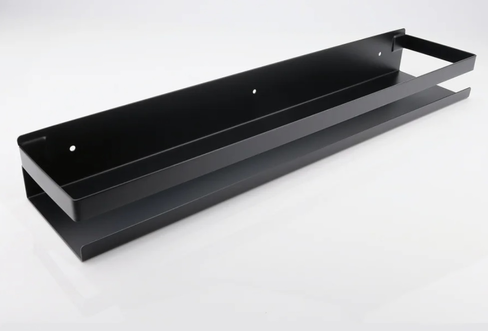 Afbeelding van Doucherek Zwart 50 CM - Badkamer Rekje Douche - Doucheplank - Douchemandje - Zonder Boren óf Met boren -