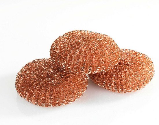 Afbeelding van Staalspons Koper Metaal - Schuurspons Afwas - Pannenspons Antikras - Barbecue Schoonmaak spons - BPK - 55f8