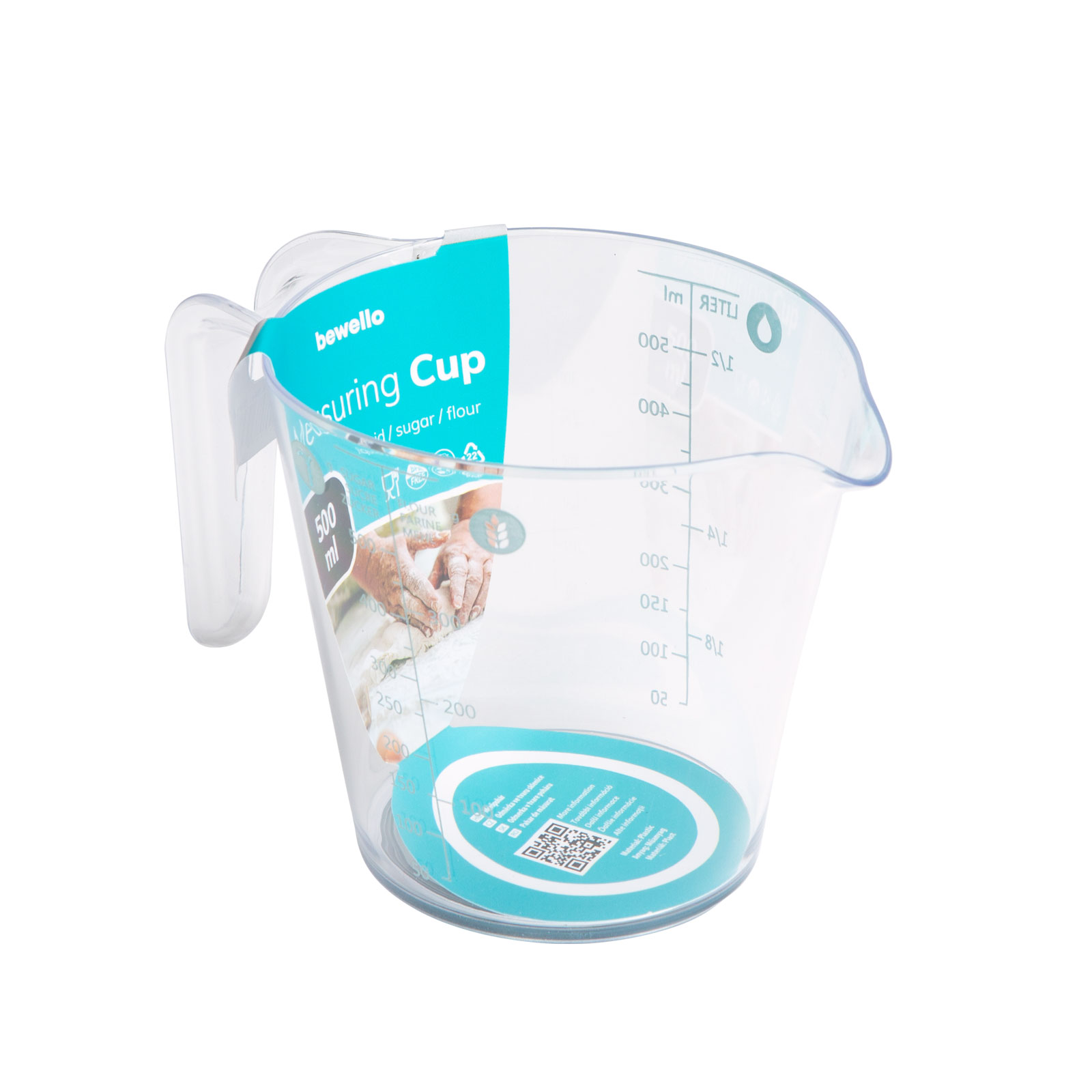 Afbeelding van Bewello Maatbeker Set met Schenktuit - 1 Liter / 500 ml / 250 ml - met Anti-Slip Ring op de bodem - 3 Stuks