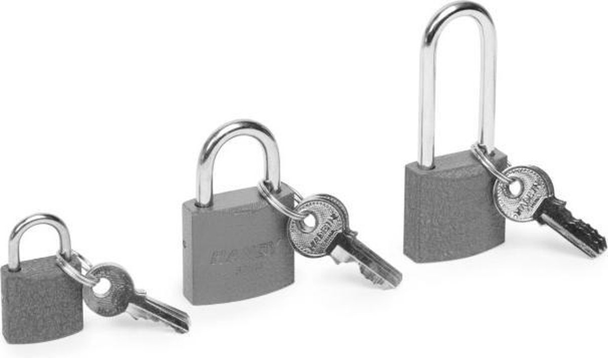 Afbeelding van Handy - Hangslot met Sleutel set van 3 - 20MM & 32MM & 32MM - Hangsloten - Gehard staal - incl. 3