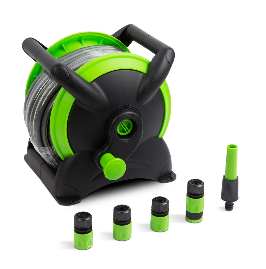 Afbeelding van Garden of Eden - Tuinslang op haspel 15 meter - Complete Tuinslang Set 15m met Sproeipistool - Tuinslangwagen