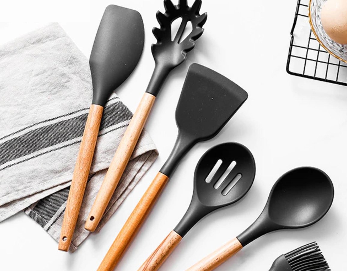 Afbeelding van Keukengerei Set met Houder 12 delig - Hittebestendig / BPA Vrij / Siliconen - Keuken Gerei - 5ca9 1c1a 47e8