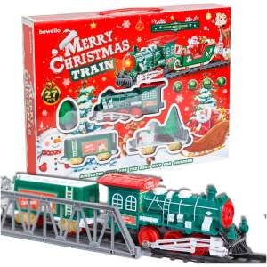 Afbeelding van Bewello - Kerst Trein - Kersttrein met licht en geluid - 27 delig - Kerstdecoratie - op Batterijen - 5ce5