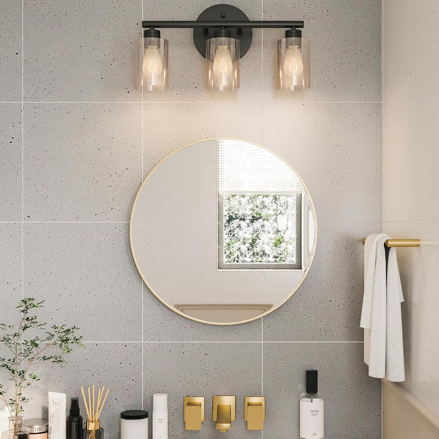 Afbeelding van HSXL - Spiegels - Ronde Spiegel Goud - 60 cm Groot - Grote Wandspiegel Rond - Industrieel / Modern Design -