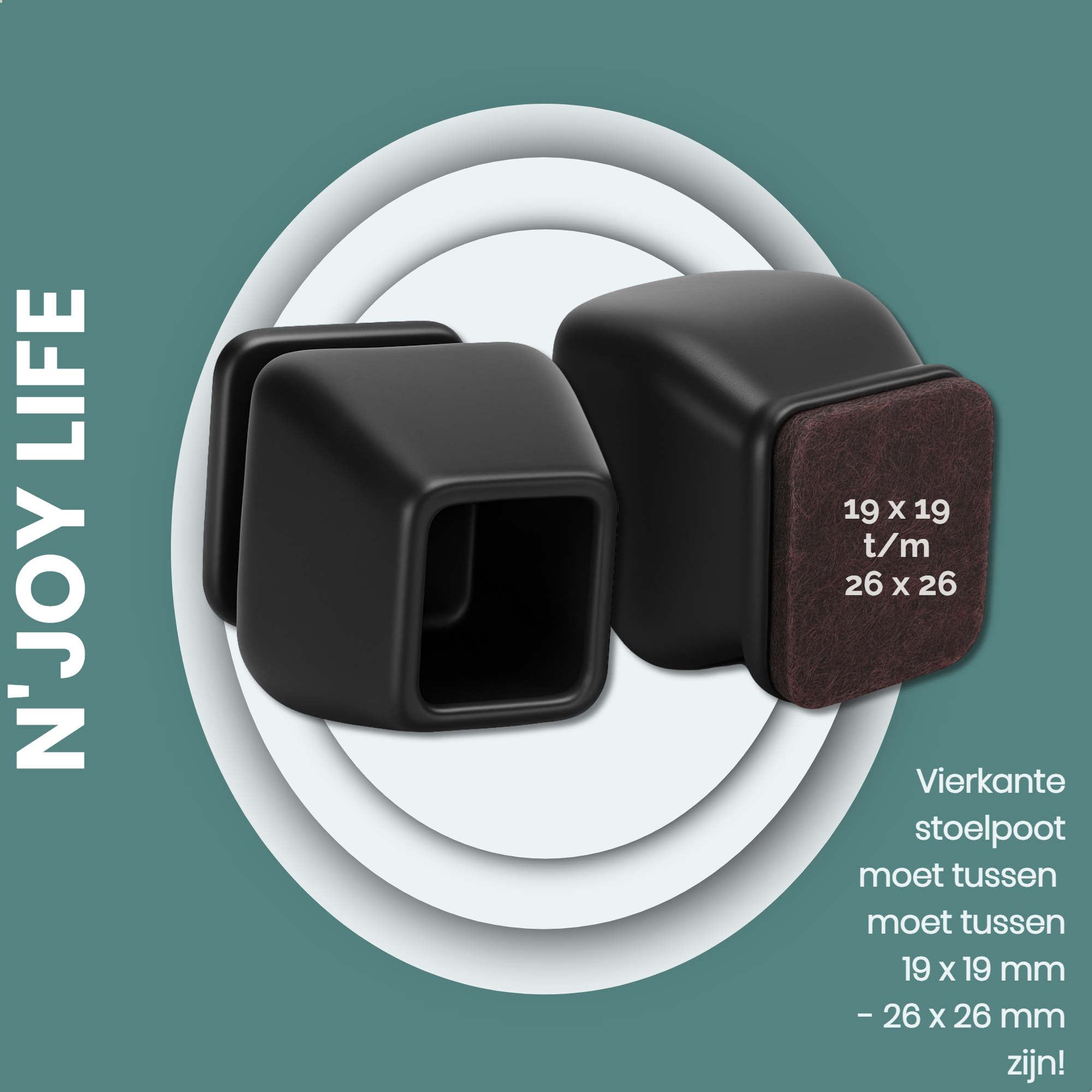 Afbeelding van N'JOY LIFE - 24x Premium Stoelpoot beschermers Flexibel - Stoelpootdoppen 19x19 tot 26x26 mm voor