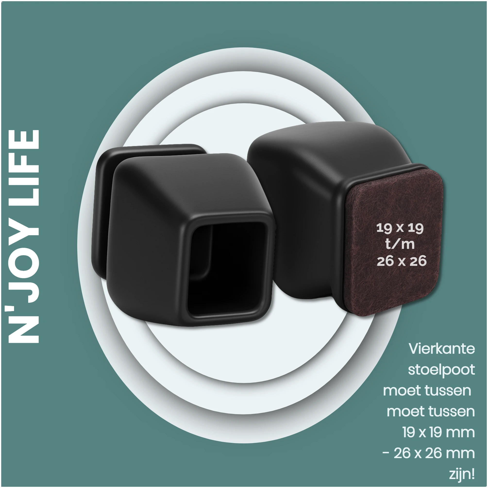 Afbeelding van N'JOY LIFE - 24x Premium Stoelpoot beschermers Flexibel - Stoelpootdoppen 19x19 tot 26x26 mm voor