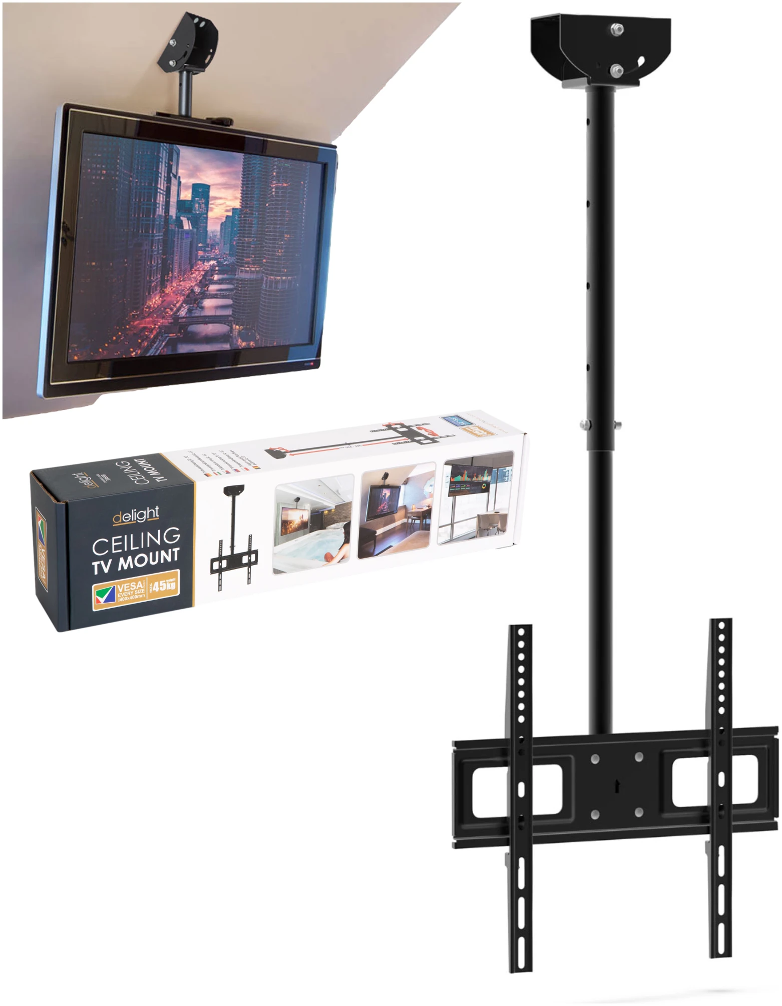 Afbeelding van TV Beugel voor Plafond of Schuine Wand - 360° - 32-55" - VESA 400 x 400 mm (max.) - Plafondbeugel TV -