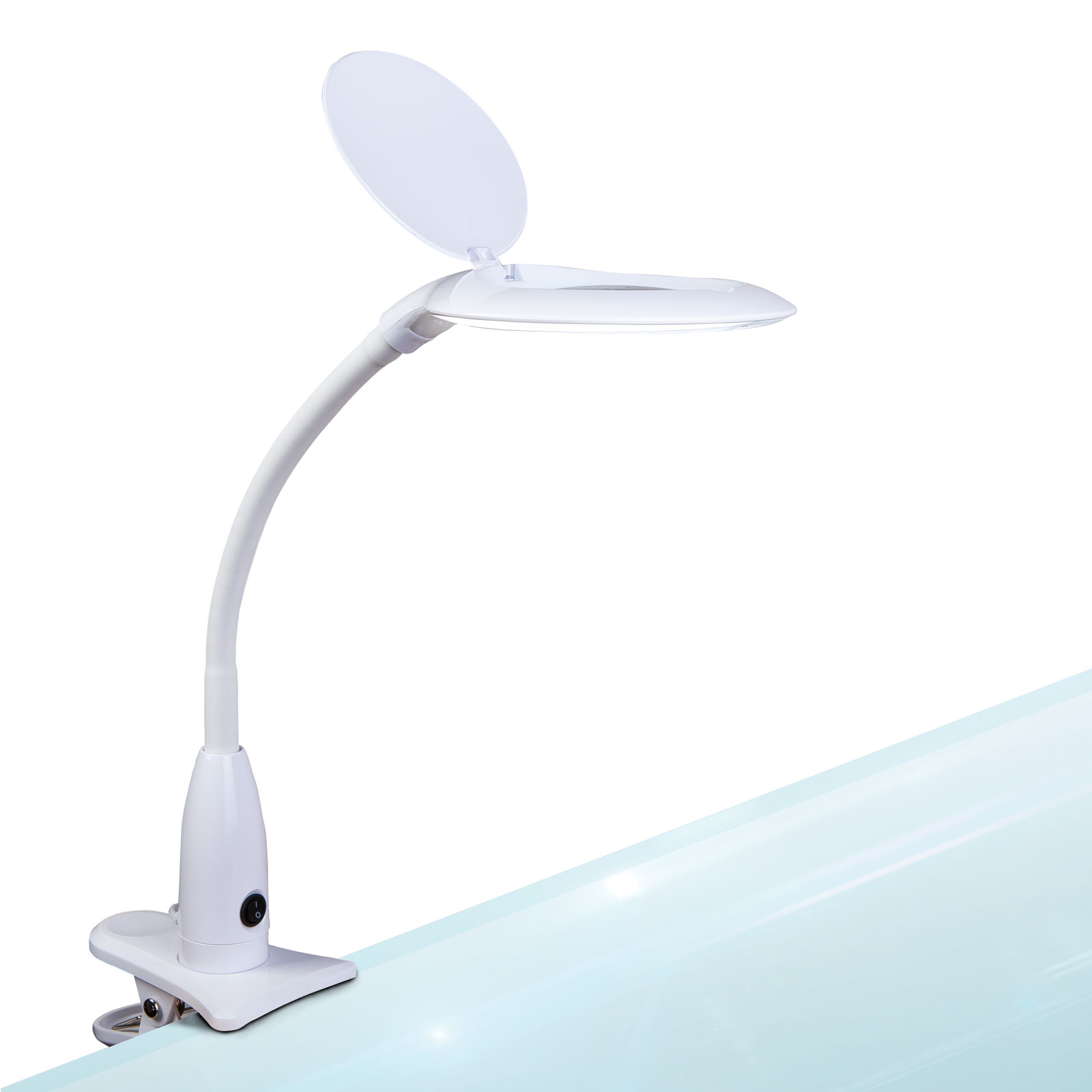 Afbeelding van Handy - Bureau Loeplamp met Tafelklem - Vergrootglas met verlichting - 12 Dioptrie (5x Zoom) Op Netstroom -