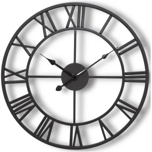 Afbeelding van HSXL - 40cm Kleine Stille Wandklok Landelijk en Industrieel uit Zwart Metaal - Klein - 40 cm - Metalen