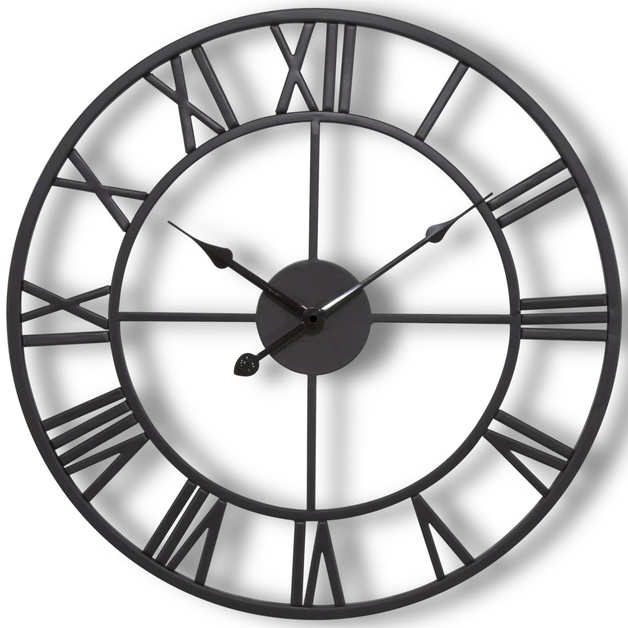 Afbeelding van HSXL - 40cm Kleine Stille Wandklok Landelijk en Industrieel uit Zwart Metaal - Klein - 40 cm - Metalen