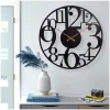 Afbeelding van HSXL - 60cm Grote Stille Wandklok Landelijk en Industrieel uit Zwart Metaal - Groot - 60 cm - Metalen