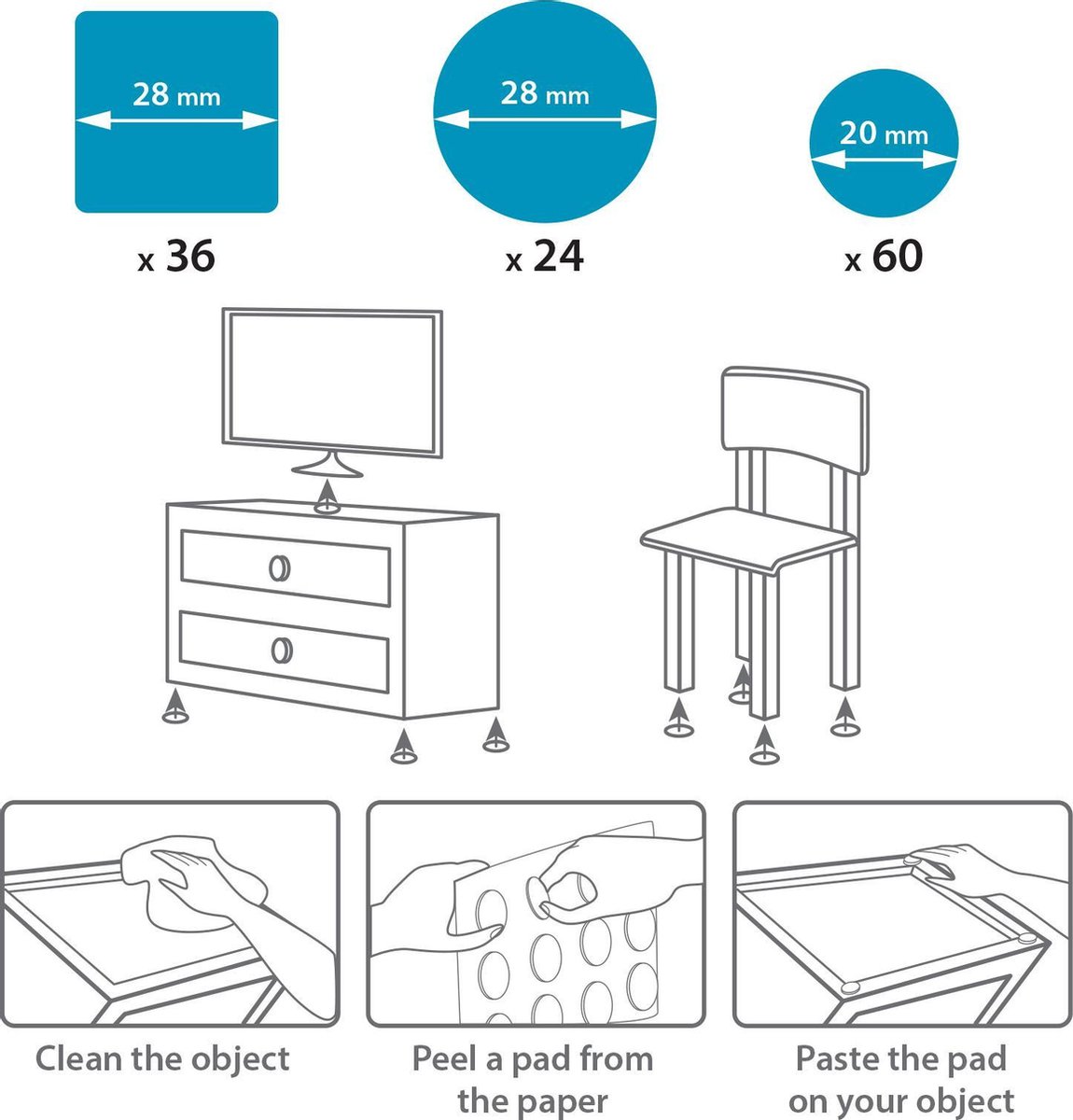 Afbeelding van 120x Premium Viltjes Stoelpoten - Zwart - Zelfklevend Anti Kras Meubelvilt voor Meubels - 120 stuks - Rond en