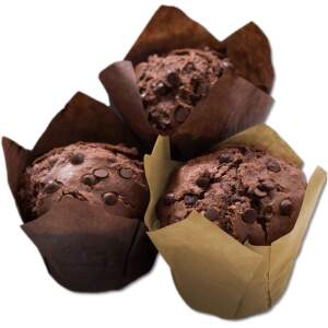 Afbeelding van 100x Muffin Tulp Vormpjes Papier - Cupcake Tulpen - 100 Stuks - Licht en Donkerbruin - Muffin Papiertjes