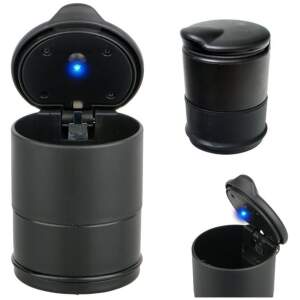 Afbeelding van 2x Universele asbak voor in de auto - Asbak met LED en Deksel - voor Bekerhouder (Autoasbak) of Buiten - 60cd