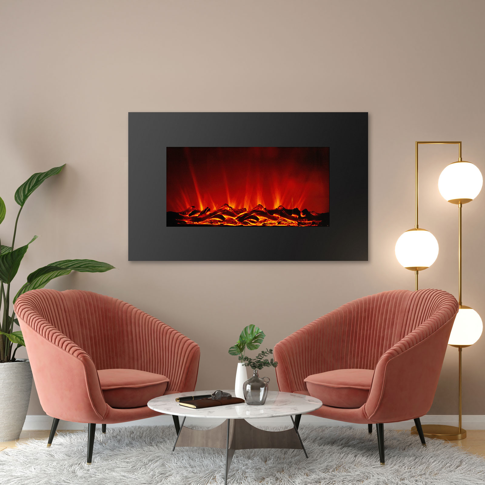 Afbeelding van Elektrische Verwarming Sfeerhaard - Open Haard Verwarming met Afstandbediening - 950 tot 2000W - Tot 30m2 -