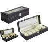 Afbeelding van Luxe Horloge Doos – Opbergdoos – 6 Vakken Horlogedoos - Sieradendoos – Kist - Verwijderbare Kussens –