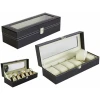 Afbeelding van Luxe Horloge Doos – Opbergdoos – 6 Vakken Horlogedoos - Sieradendoos – Kist - Verwijderbare Kussens –