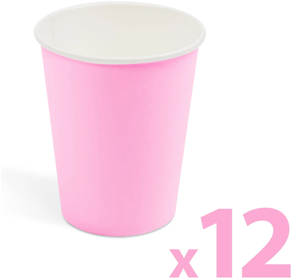 Afbeelding van Kartonnen Bekertjes Roze 250ml 12 stuks - Wegwerp Bekers - Feest/Verjaardag / Limonade Bekertjes - Feestjes -