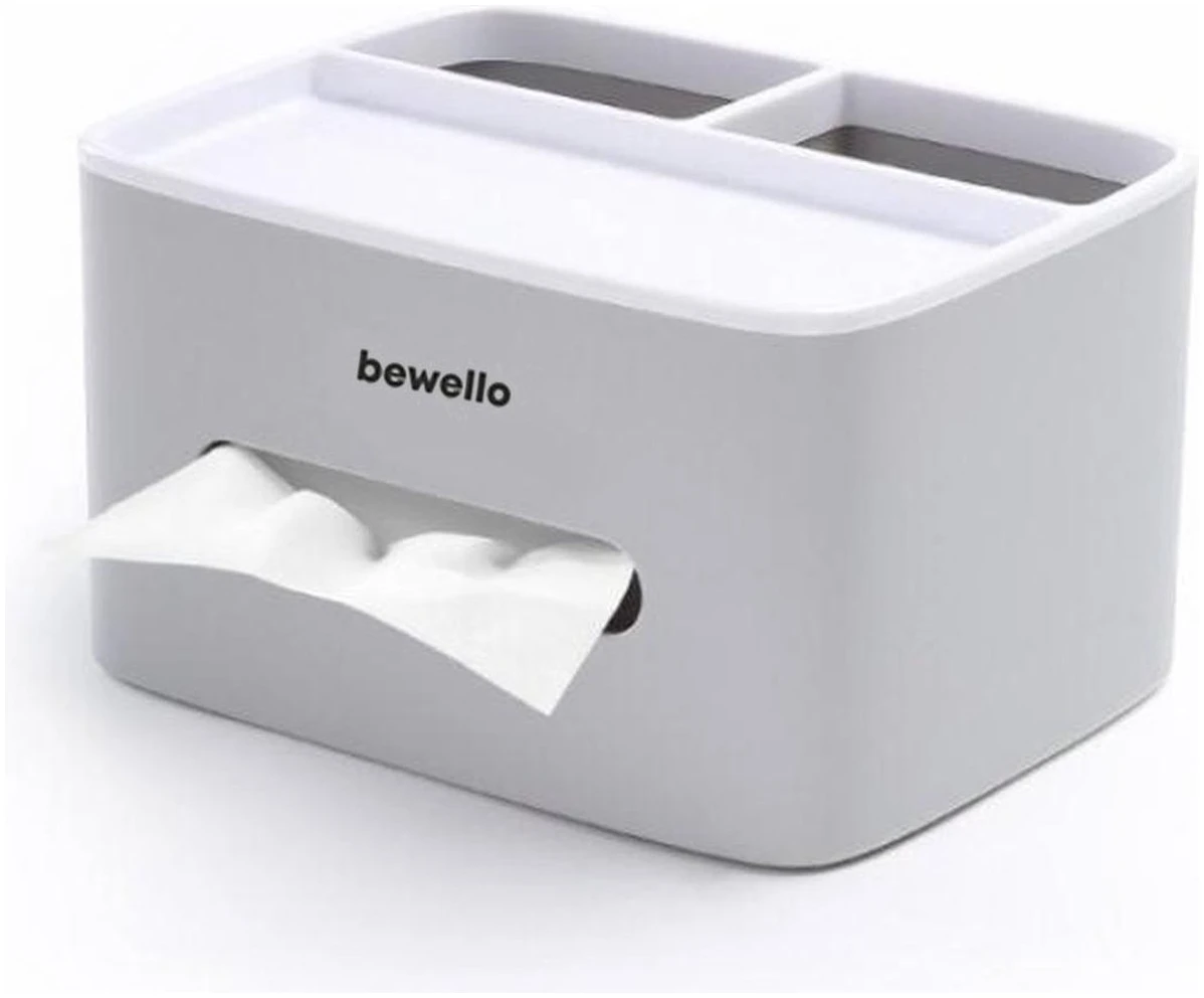 Afbeelding van Bewello® - Tissuebox / Tissuehouder - Tissuedoos met Organizer - 205 x 160 x 120 mm - 64cd 3279 418f af28