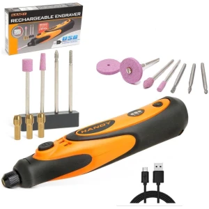 Afbeelding van HANDY - Graveerset - Elektrische Graveerpen Draadloos / Graveergereedschapset - 11 Frezen - Ingebouwde