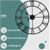 Afbeelding van HSXL - 60cm Grote Stille Wandklok Landelijk en Industrieel uit Zwart Metaal - Groot - 60 cm - Metalen