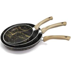 Afbeelding van Koekenpannenset - Koekenpannen Ø20, 24, 28cm - Eco Friendly Pannenset - Koekenpan - Goud / Zwart /