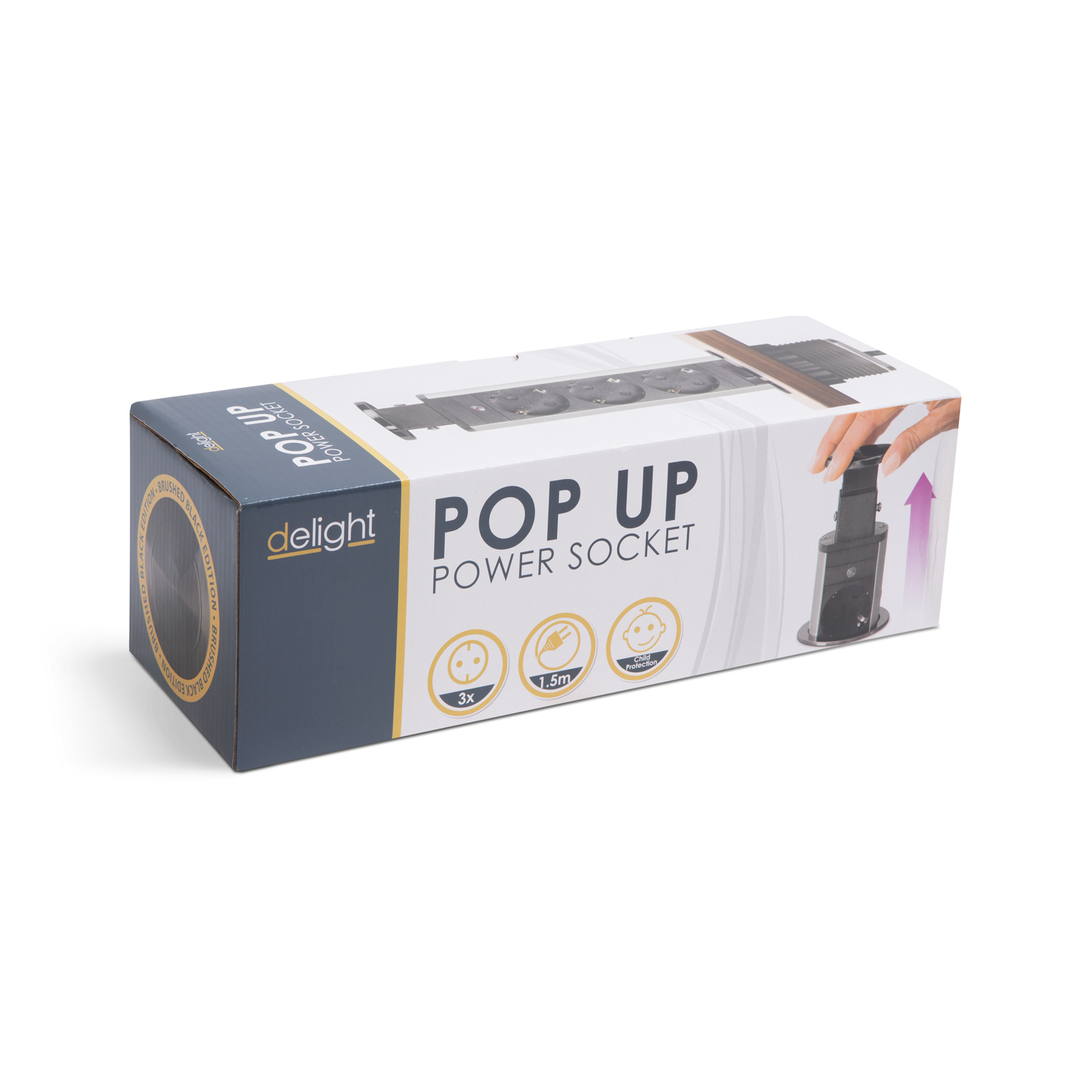 Afbeelding van DELIGHT - Inbouw Pop-Up Tafelblad Stekkerdoos met 3 Stopcontacten - Zwart - 6922 c197 4173 8f6e e7e468560cb7