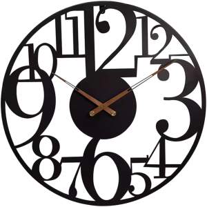 Afbeelding van HSXL - 60cm Grote Stille Wandklok Landelijk en Industrieel uit Zwart Metaal - Groot - 60 cm - Metalen