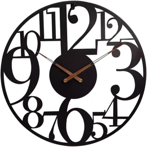 Afbeelding van HSXL - 60cm Grote Stille Wandklok Landelijk en Industrieel uit Zwart Metaal - Groot - 60 cm - Metalen