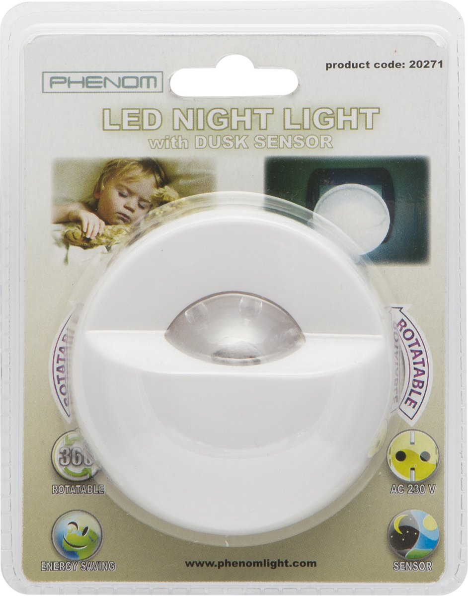 Afbeelding van Nachtlampje Stopcontact Stekkerlamp - Wit - Automatisch met Dag/Nacht Sensor - Voor Kinderen / Volwassenen -