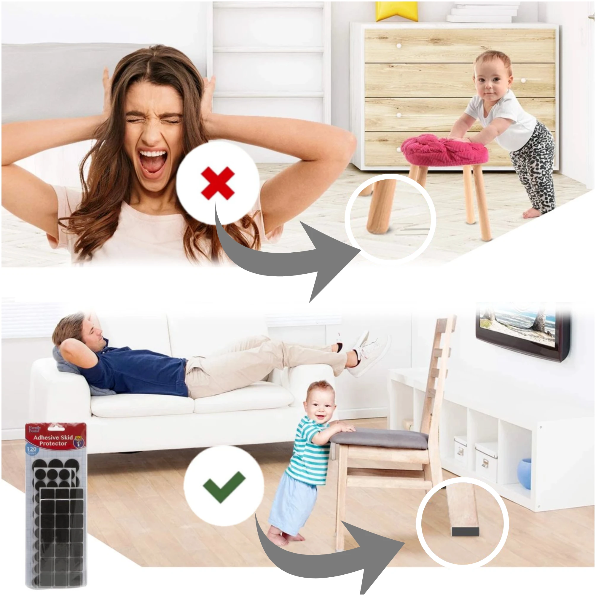 Afbeelding van 120x Premium Viltjes Stoelpoten - Zwart - Zelfklevend Anti Kras Meubelvilt voor Meubels - 120 stuks - Rond en