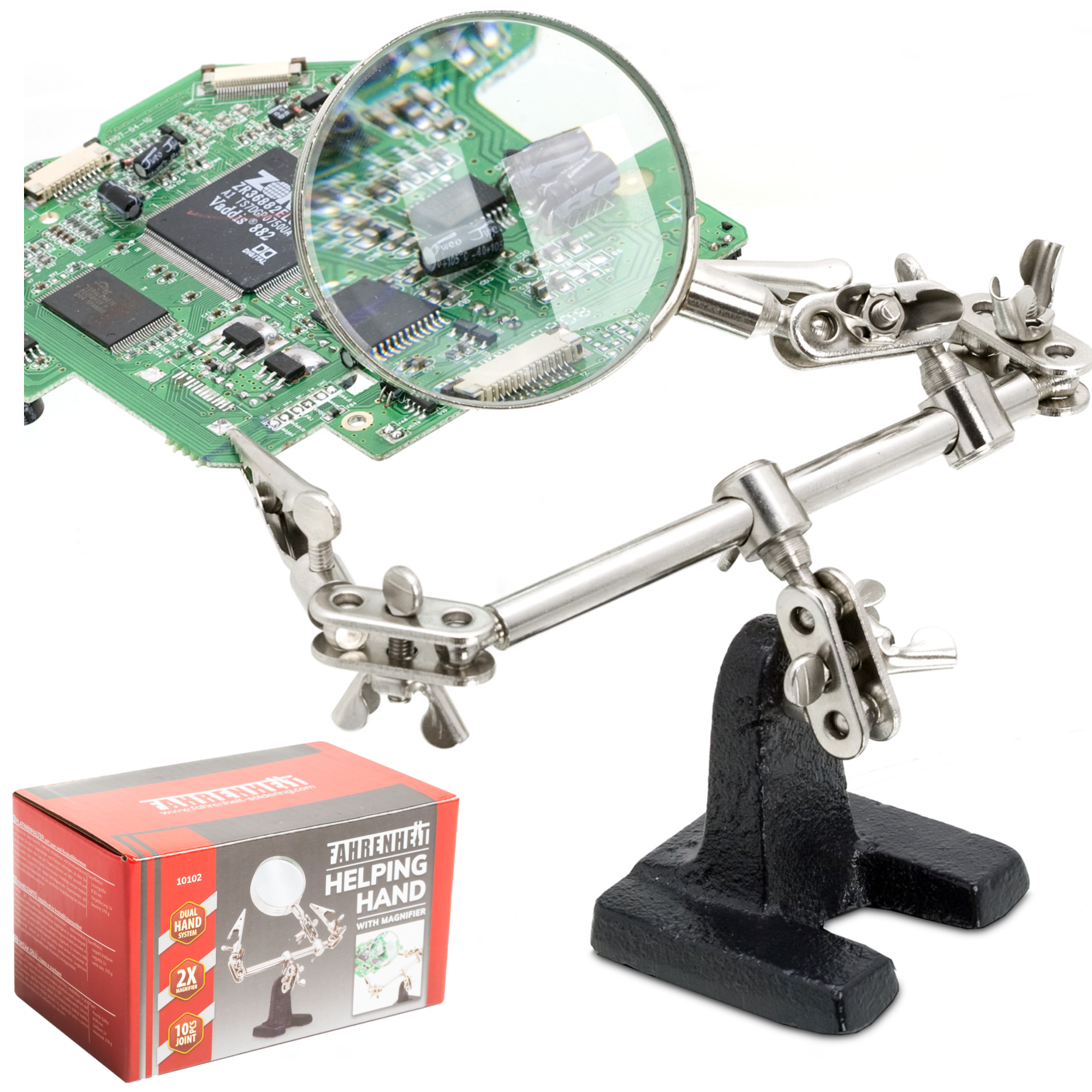 Afbeelding van Derde hand - Soldeerhulp - Loep - 3x vergroting - 2 krokodilklemmen - 2,5x 60MM - 6ce2 dfa8 42e6 baa0