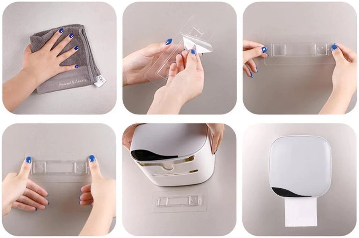 Afbeelding van Bewello® - WC Rolhouder - Toiletrolhouder - Zelfklevend WC Kastje - Wit met Grijs - 200 x 130 x 205 mm -