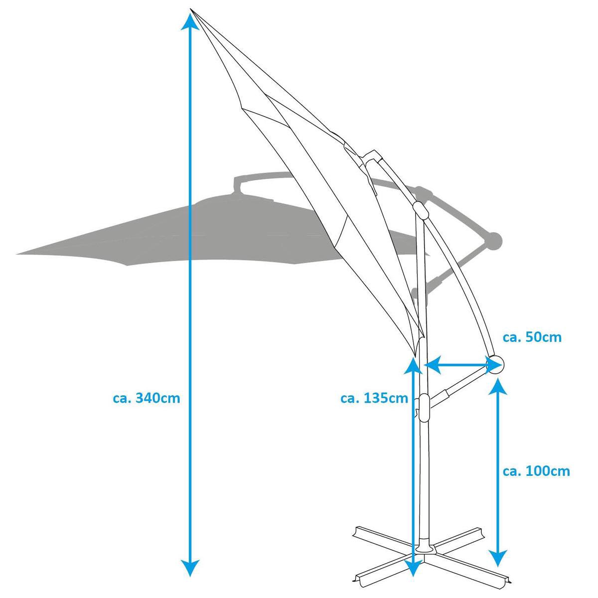 Afbeelding van Lifetime Garden Zweefparasol met Voet - Zwevende Parasol Kantelbaar - ⌀300 x 300 cm - Balkonparasol met