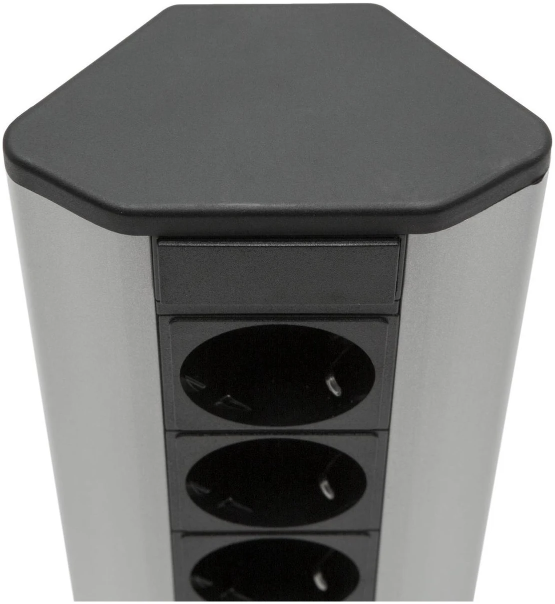 Afbeelding van DELIGHT - Inbouw Hoekstekkerdoos met 2X USB en 3 Stopcontacten - Hoek Stekkerdoos Zilver met Zwart - 6e98