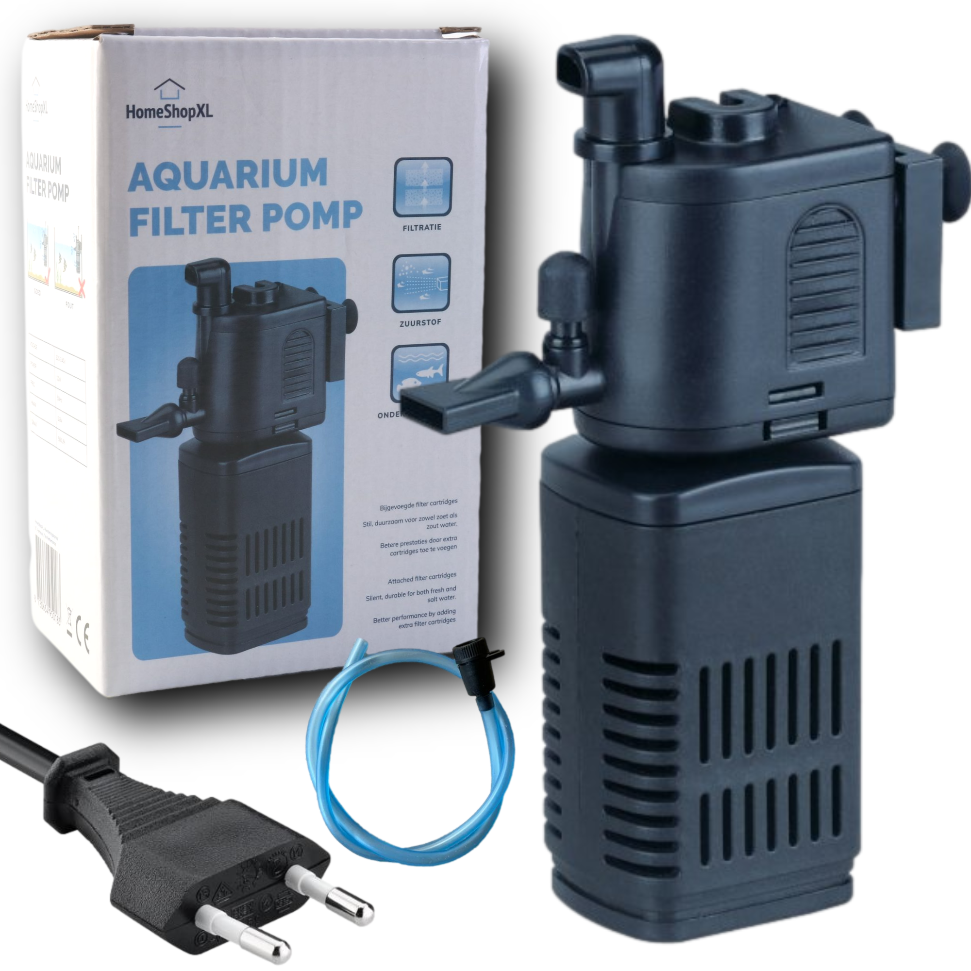 Afbeelding van Aquarium Filter Pomp - Wasbaar Filter - 230V - 500L/h - Aquariumfilter voor Zuurstof en Filtratie - 6eb5 2619
