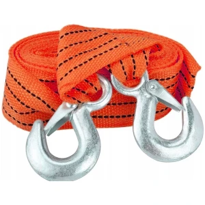 Afbeelding van Sleepkabel Fluoriserend - 5000kg - 5 ton - 4 meter - Sleepband met 2 haken - Afsleepkabel - 709e 6259 478f