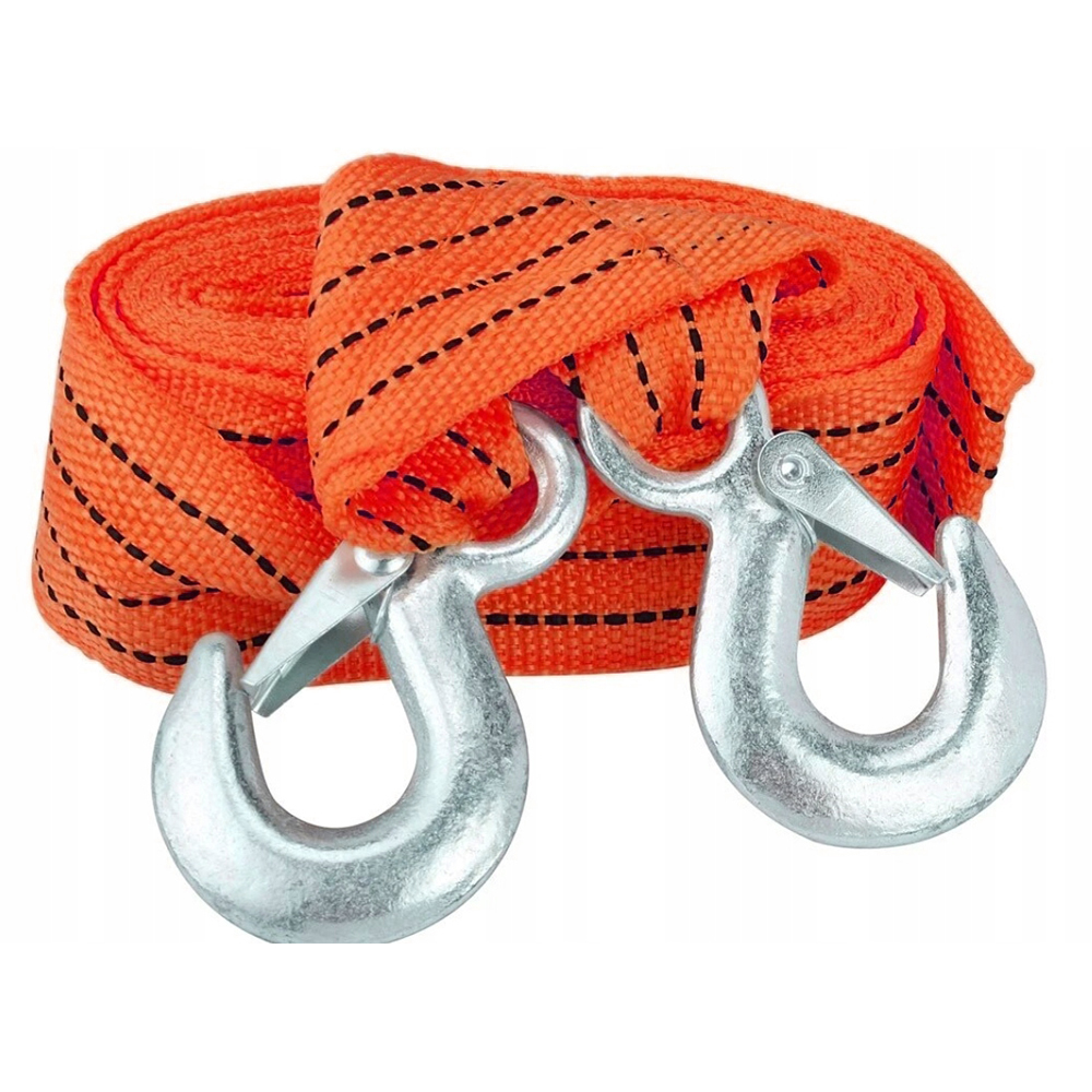 Afbeelding van Sleepkabel Fluoriserend - 5000kg - 5 ton - 4 meter - Sleepband met 2 haken - Afsleepkabel - 709e 6259 478f