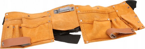 Afbeelding van Lederen Gereedschapsgordel - 10 vaks - ToolPack - Gereedschapsriem - Hamerhouder - Tapehouder - Spijkerschort