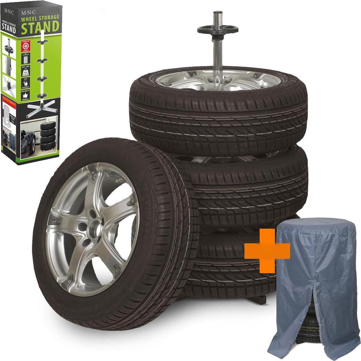 Afbeelding van Velgenboom / Velgenrek / Bandenboom met Hoes - Velgenstandaard Opbergrek voor Winterbanden & Zomerbanden
