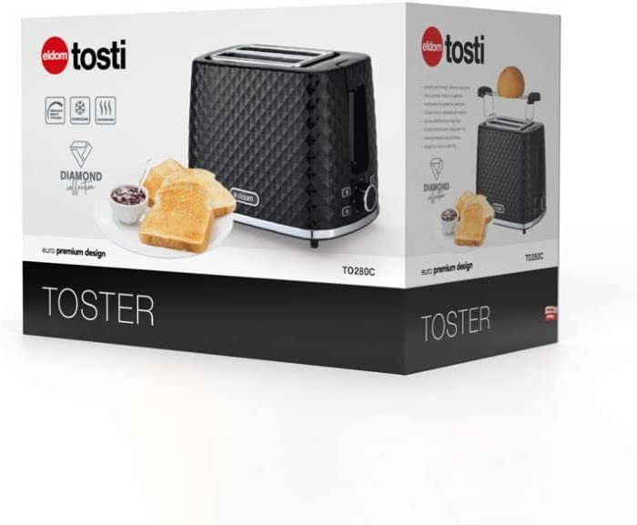 Afbeelding van Toaster Broodrooster Retro - Zwart - Model 2024 - Vintage Geroosterd brood Toaster - met Cool Wall, Ontdooi