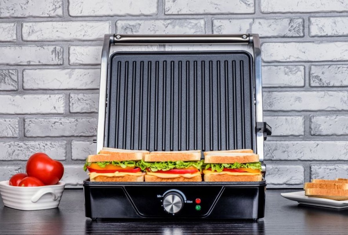 Afbeelding van Eldom GK170 Contactgrill – 2000W RVS – Dubbele Grillfunctie – 30x25 cm – Antiaanbak /
