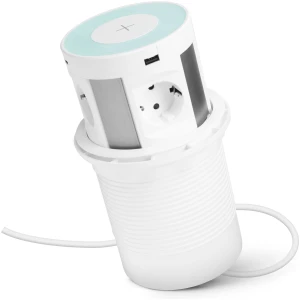 Afbeelding van DELIGHT - Inbouw Pop-Up Tafelblad Stekkerdoos met 2x USB -A / 4 Stopcontacten / Draadloos oplaadpunt QI / 2x