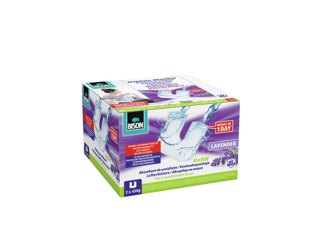 Afbeelding van Bison ® - AIRMAX - Navulling voor Vochtvreter ® - 2x 450g Vochtmagneet Navulling - Lavendel Geur - 73d0