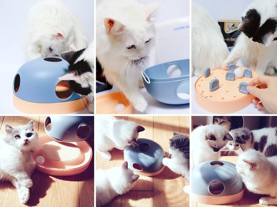 Afbeelding van 3-in-1 Interactief Kattenspeelgoed - Food Maze - Voederpuzzel - Blauw / Roze - 7497 219c 467e ad4a