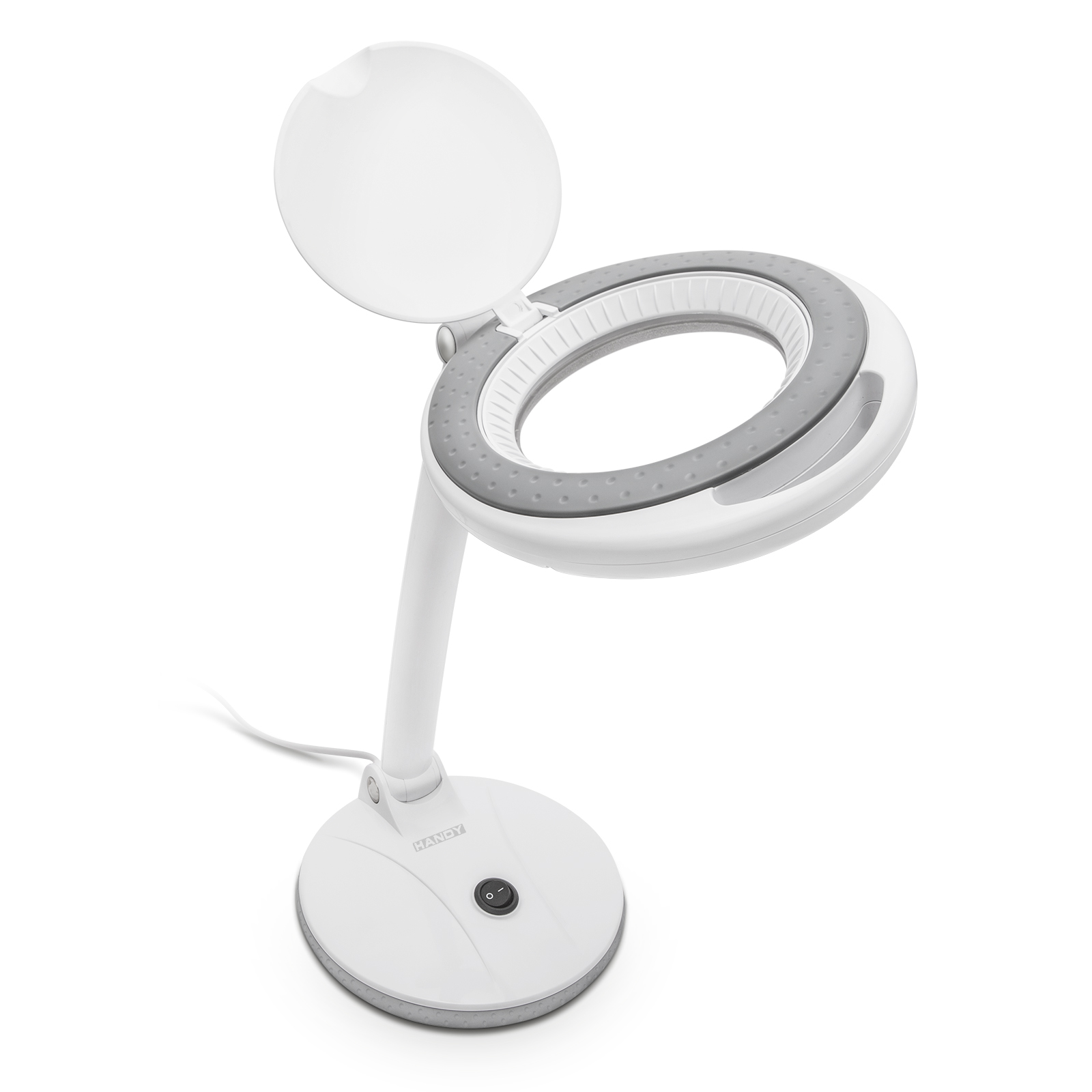 Afbeelding van Handy - Bureau Loeplamp op Standaard - Vergrootglas met verlichting - Op Netstroom - 100MM Glas - Loep Lamp -