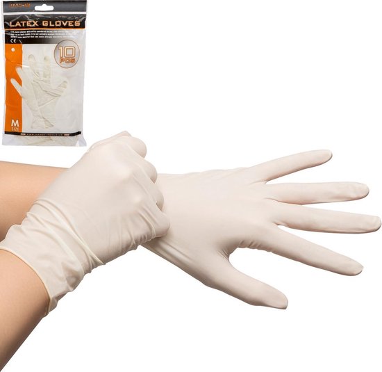 Afbeelding van HANDY - Latex Wegwerp Handschoenen - Maat L - Wit - 10 stuks - BPK - 75c7 71f6 4ff5 995a 8bc01509f32c